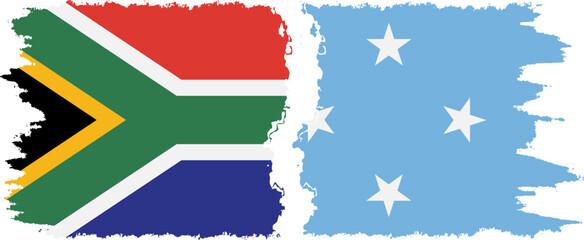 Federated States of Micronesia and South Africa grunge flags connection v