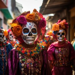 Cheerful Carnival: Skeletons and Catrinas Spread Joy in the Streets