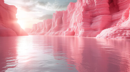 幻想的なピンク色の渓谷 - obrazy, fototapety, plakaty