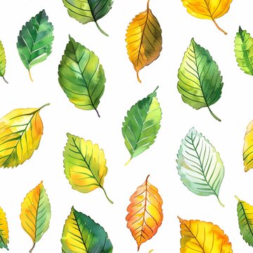 Watercolor Gentle Leaf Seamless Pattern