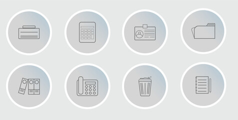 Office and business environment icons pack icons vector collection