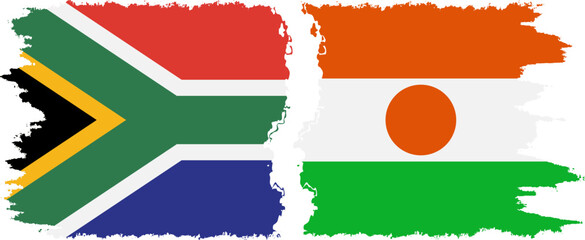 Niger and South Africa grunge flags connection vector - obrazy, fototapety, plakaty