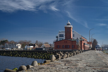 
LIGHTHOUSE - Old stylish brick building on the Baltic Sea coast
