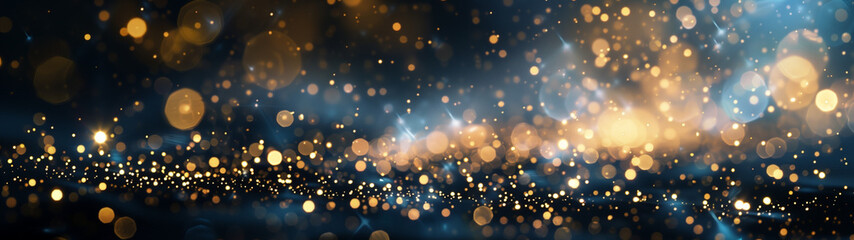 Sparkling Gold Lights on a Dark Blue Canvas