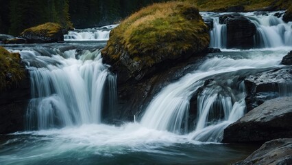Fototapeta premium Enchanted Forest Serenity with rivers wallpaper hd, beautiful landscape picture