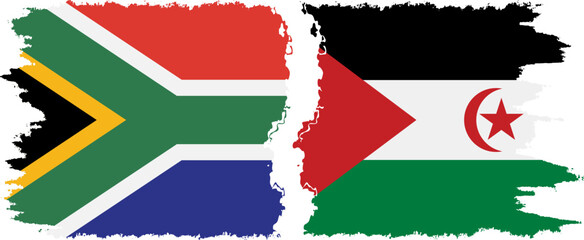 Western Sahara and South Africa grunge flags connection vector