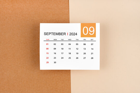 A September 2024 calendar page on yellow.