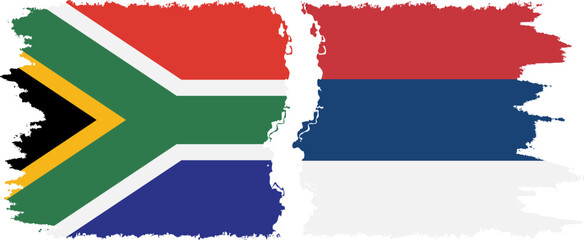 Serbia and South Africa grunge flags connection vector - obrazy, fototapety, plakaty