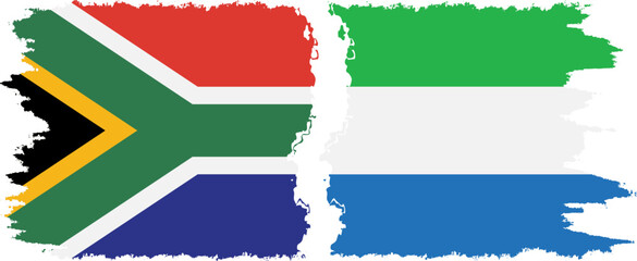 Sierra Leone and South Africa grunge flags connection vector