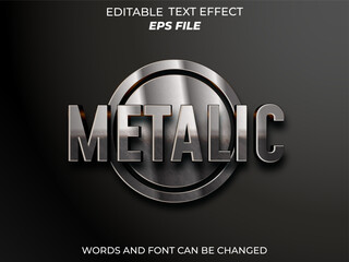 metalic text effect, font editable, typography, 3d text. vector template