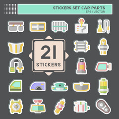 Sticker Set Car Parts. related to Automotive symbol. simple design editable. simple illustration
