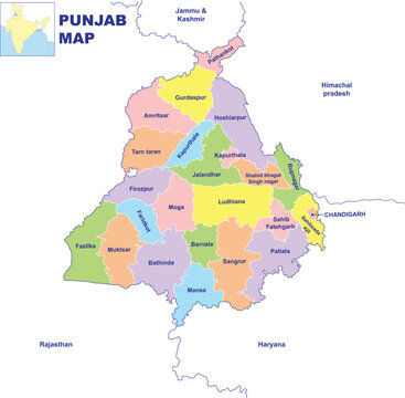 Punjab map vector illustration on white background