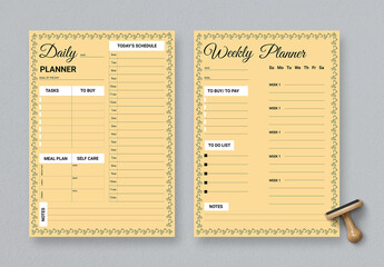 Printable Daily And Weekly Planner Layout - obrazy, fototapety, plakaty