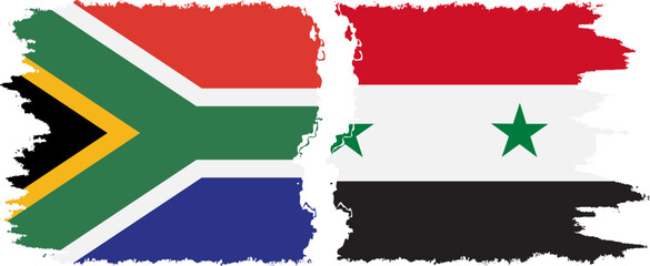 Syria and South Africa grunge flags connection vector