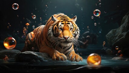 tiger in the night