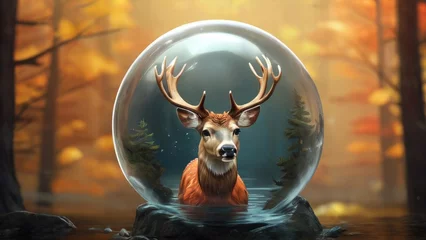 Gordijnen deer on bubble illustration © alvian