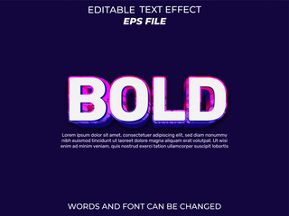 bold text effect, font editable, typography, 3d text. vector template