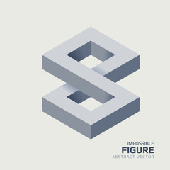 Impossible figure. 3D abstract optical illusion. Vector illustration.