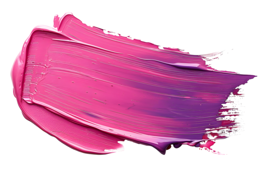 thick pink and purple acrylic oil paint brush stroke on transparent png background isolated