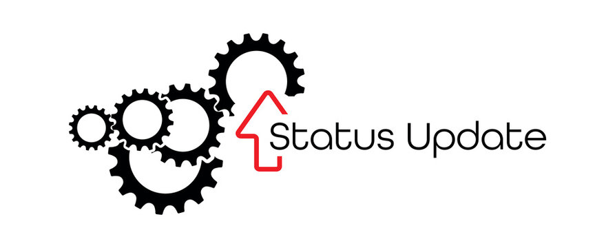 status update sign on white background