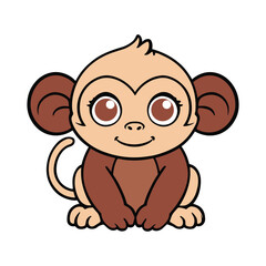 Obraz premium Minimalistic baby vector Art of monkey illustration