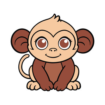Minimalistic baby vector Art of monkey illustration