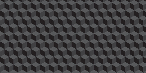 Modern dark Black and gray grid wallpaper backdrop from cube diagonal pattern texture background. Geometric seamless pattern cube. Cubes mosaic shape vector design.	
