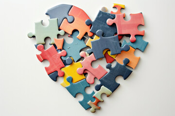 Heart made of colorful puzzle pieces