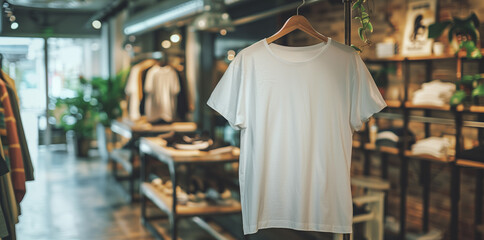 Store Trendy T Shirt Fashion Mock Up Clothes Shop - obrazy, fototapety, plakaty