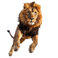 A jumping lion in white background