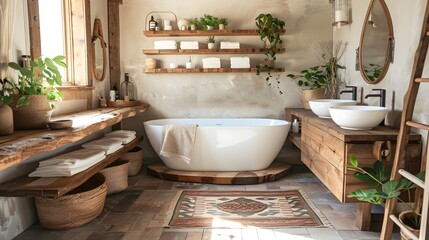 Japanese Serenity Meets Farmhouse Comfort in a Spa-Inspired Bathroom Retreat