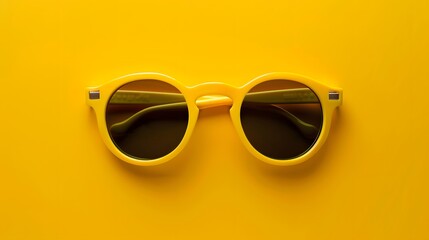 studio shot of yellow sunglasses. summer is coming concept - obrazy, fototapety, plakaty