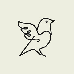 Minimal monoline logo of dove bird