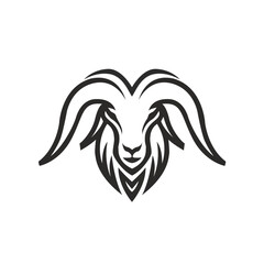 Minimal goat head logo design black and white