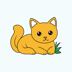 Obraz premium Cute Illustration of cat, yelloish cat illustration, vector art of illustration