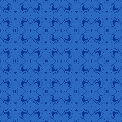 Blue and white watercolor ornament painted with watercolor on paper.