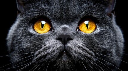 Intense gaze  cat s close up portrait capturing expressive eyes, symbolizing pets and lifestyle