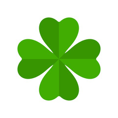 Flat shamrock icon. Clover four leaves logo. Green floral symbol.