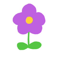 子どもがクレヨンで描いたような手書き風の可愛い紫の花