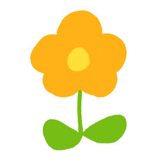 子どもがクレヨンで描いたような手書き風の可愛いオレンジの花