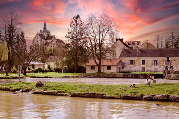 Village de Mareuil-sur-Ourcq, Oise et son église Saint Martin. 