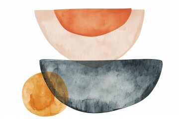 Abstract colorful boho japandi watercolor shapes set. A set of vibrant abstract watercolor shapes in various forms and colors, perfect for backgrounds or design elements