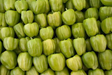 Group of Organic Green Bell Peppers, A Healthy and Fresh Ingredient for Vegetarian Cooking