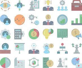 Strategy business icon set