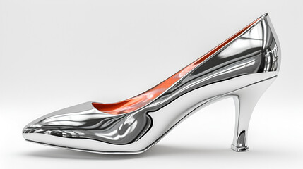  shiny silver style women's shoe collection. generative ai 