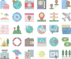 Traveling icon set