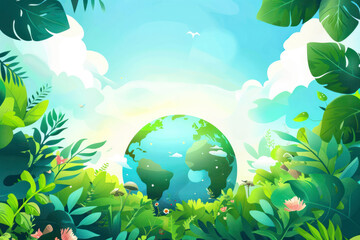 Fototapeta na wymiar Happy Earth Day Banner, Illustration of a happy earth day banner, for environment safety celebration.