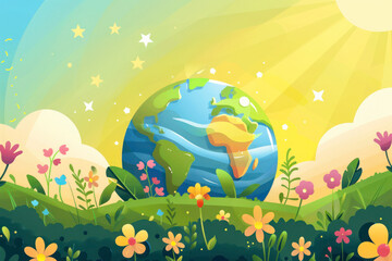 Fototapeta na wymiar Happy Earth Day Banner, Illustration of a happy earth day banner, for environment safety celebration.