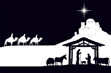 Christmas Nativity Scene Bethlehem Manger Wise Men