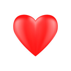 Red realistic heart icon on white background. 3d vector illustration.